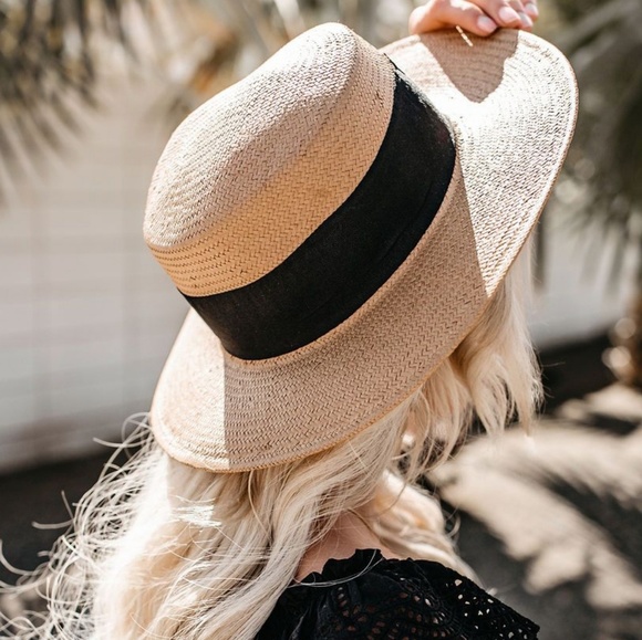 Beach sun hat wide brim band Raffia - Picture 3 of 4